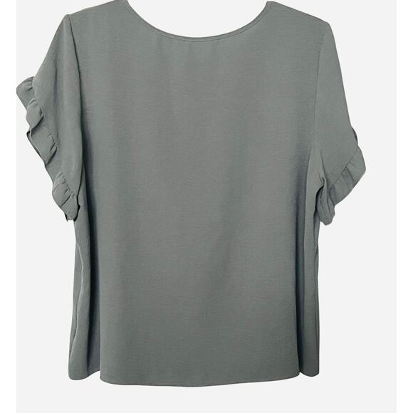 SHEIN CURVE SHORT RUFFLED SLEEVE ROUND NECK BLOUSE, WOMENS, 3XL, MED. GREY - Picture 6 of 11
